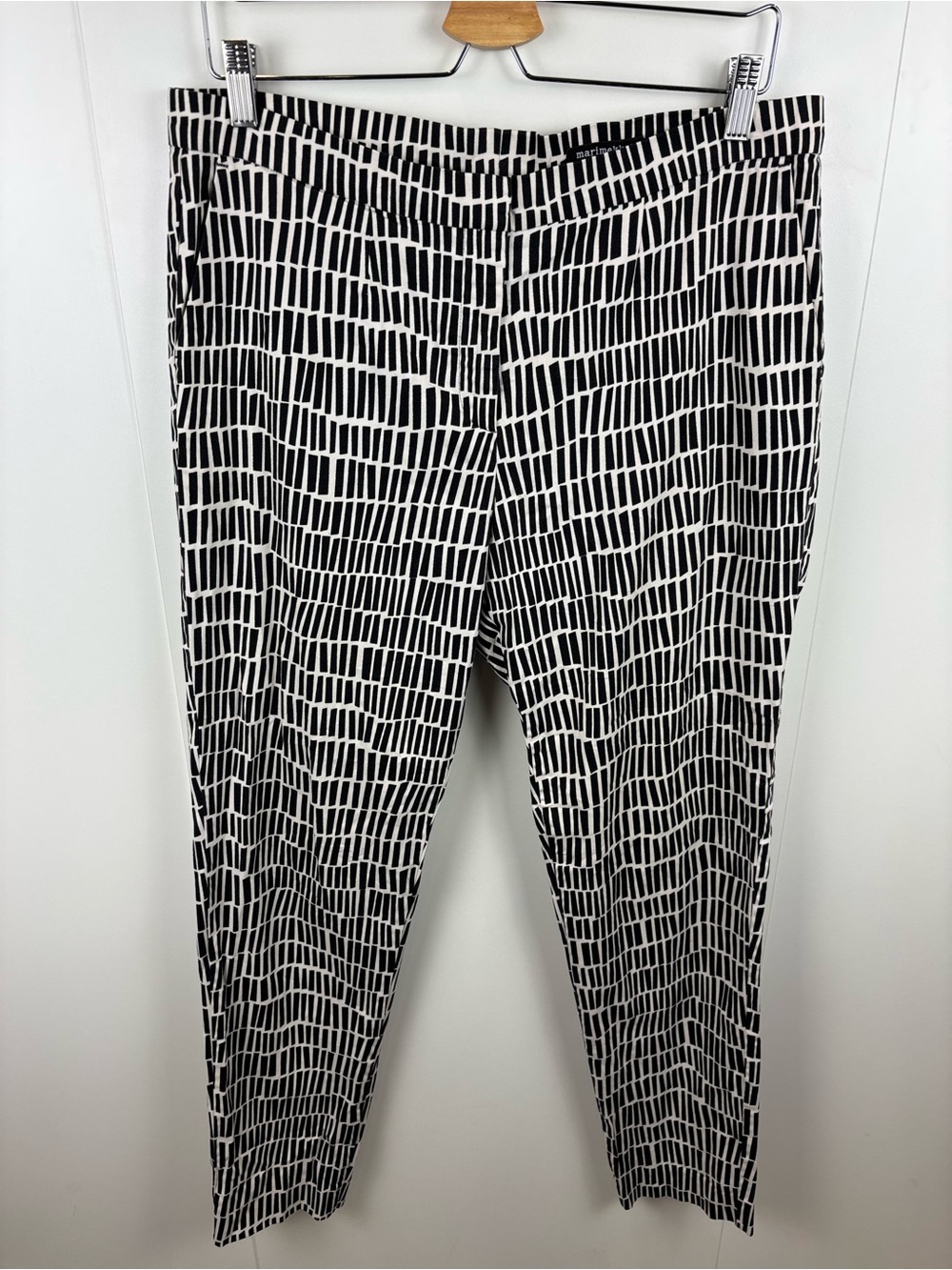 Marimekko Siru Trousers Black White Geometric Dash Pattern EU 42 / US 12 Pants